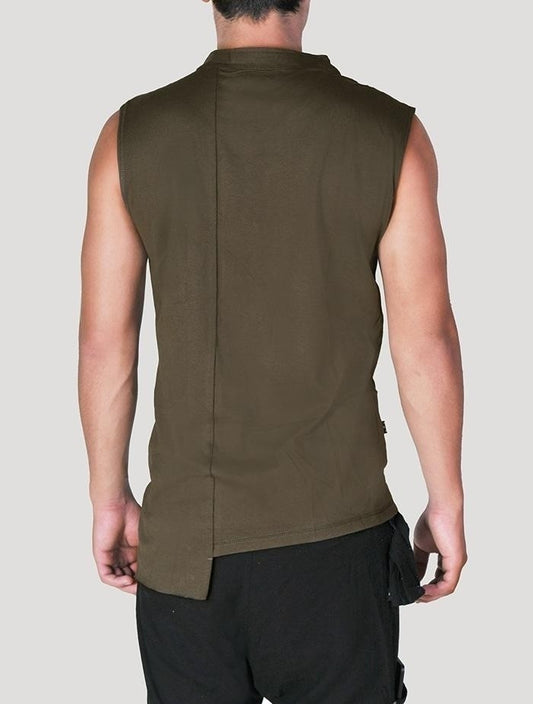 BLENDED Sleeveless Tee In Olive