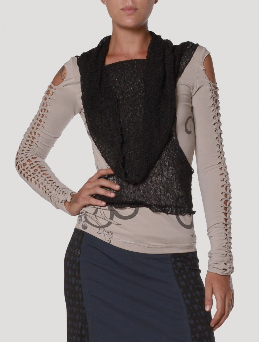 LONG NECK TOP PEARL GREY
