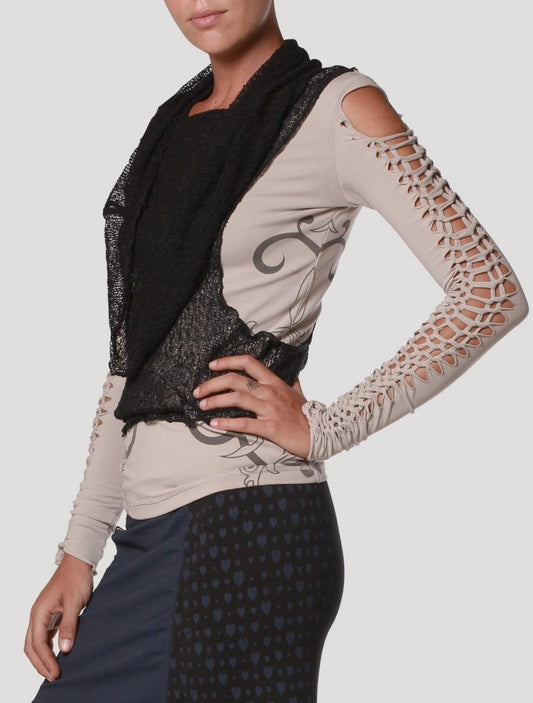 LONG NECK TOP PEARL GREY
