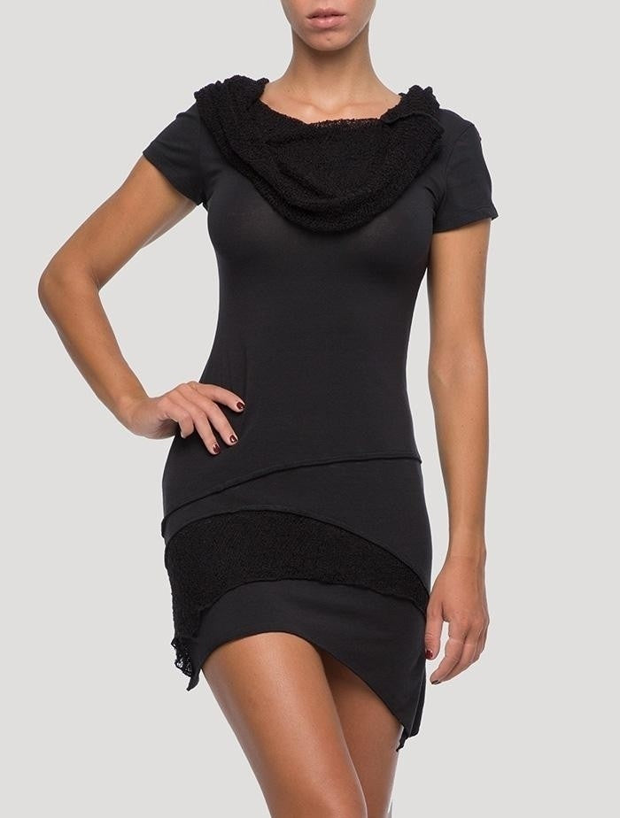 ONESA Short Sleeves Mini Dress In Black