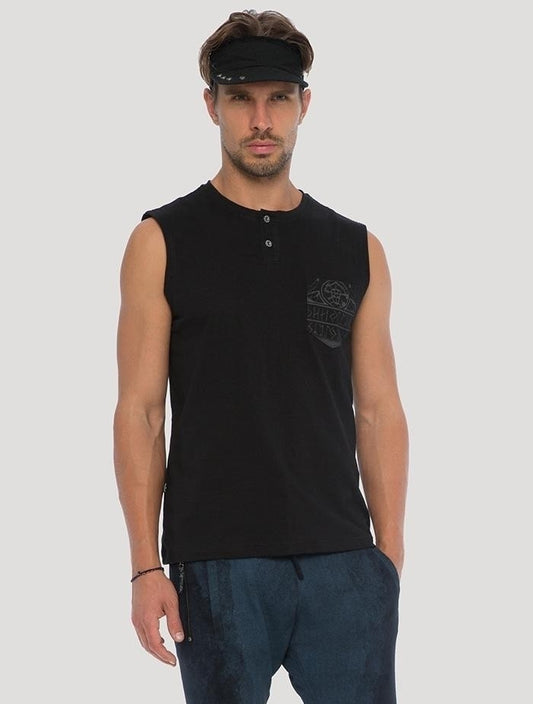 RUNES Sleeveless Tee In Black