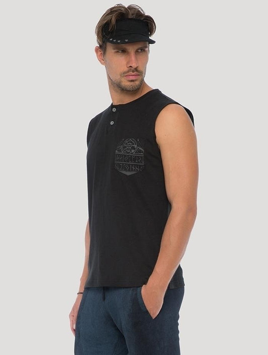 RUNES Sleeveless Tee In Black