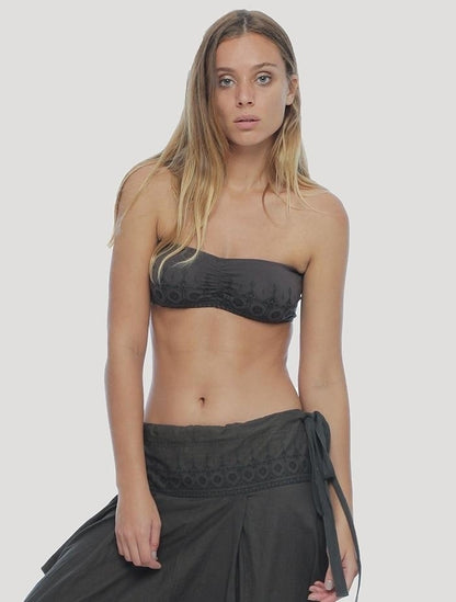 Boob Tube top In Olive-Noir