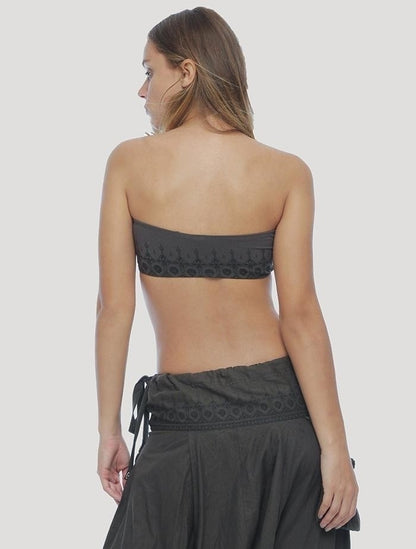 Boob Tube top In Olive-Noir