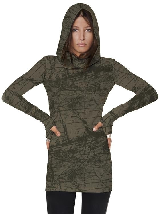 VIAMARA Long Sleeve Mini Dress In Olive