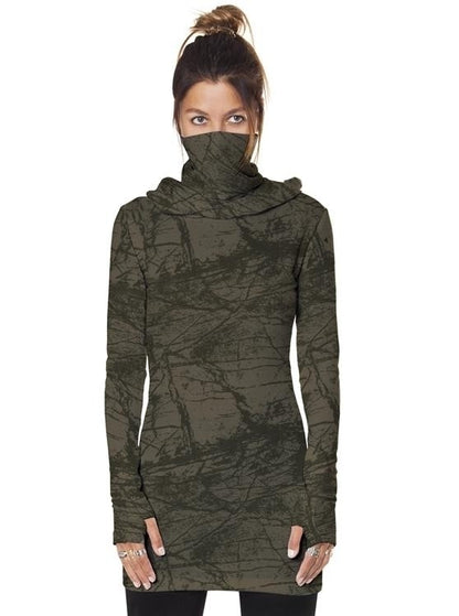 VIAMARA Long Sleeve Mini Dress In Olive