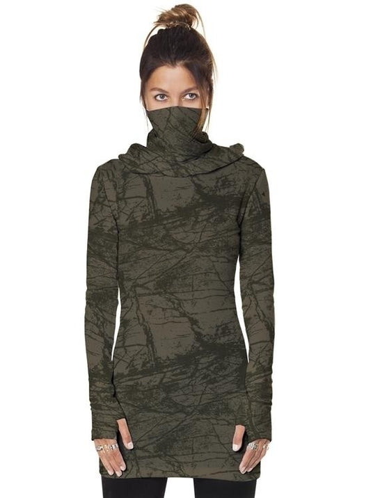 VIAMARA Long Sleeve Mini Dress In Olive