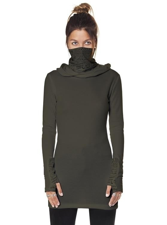 VIAMARA Long Sleeve Mini Dress In Olive