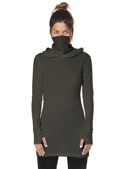 VIAMARA Long Sleeve Mini Dress In Olive