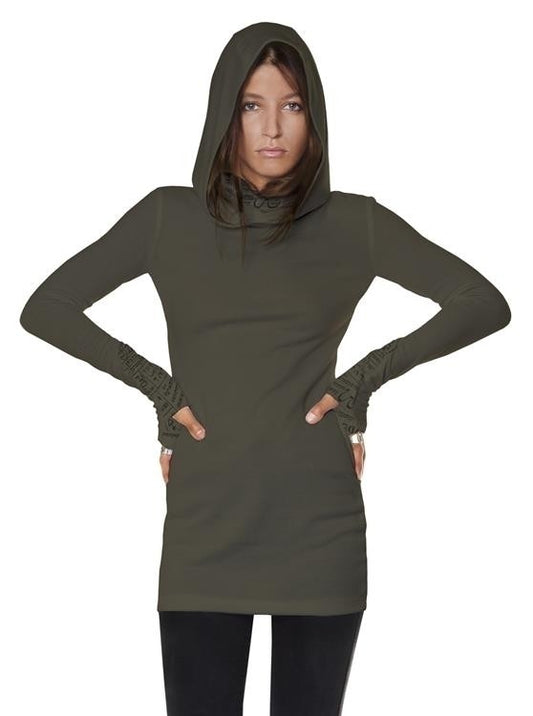 VIAMARA Long Sleeve Mini Dress In Olive