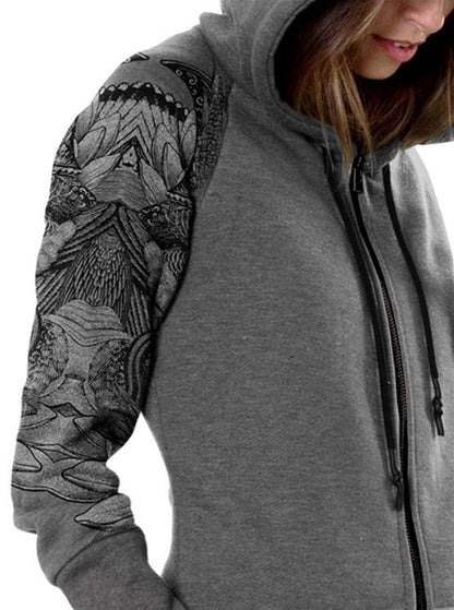 FEATHERS SENSUAL ZIP Hood Sweat In Grey