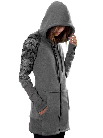 FEATHERS SENSUAL ZIP Hood Sweat In Grey