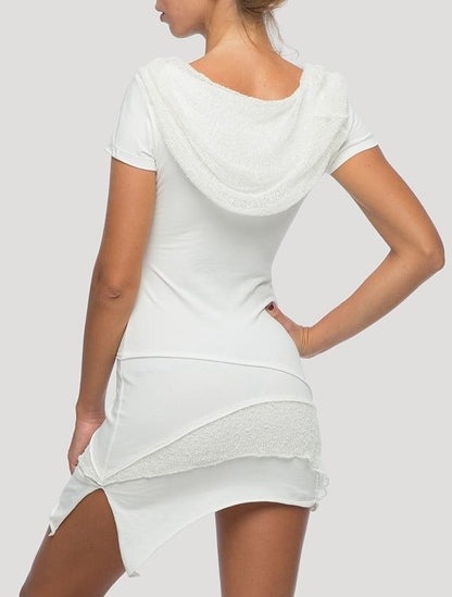 ONESA Short Sleeves Mini Dress In White