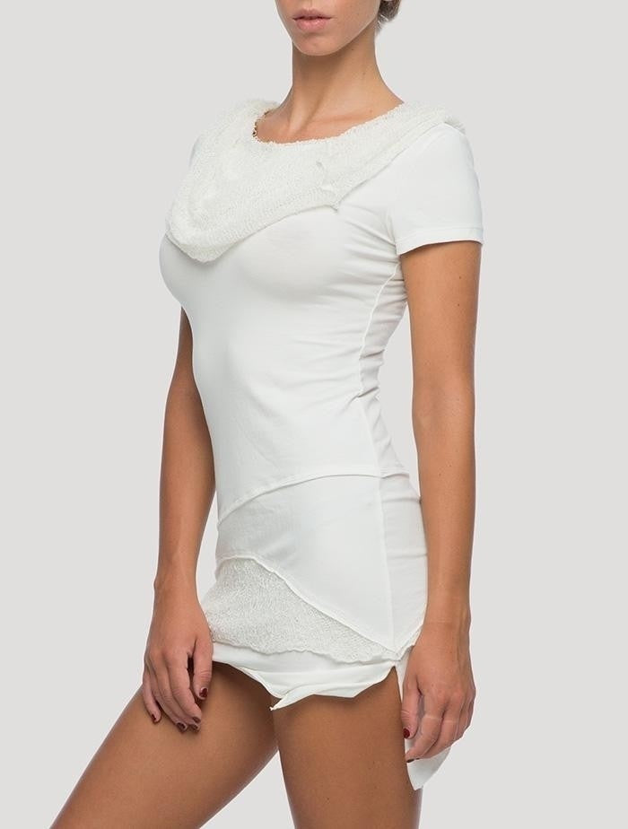 ONESA Short Sleeves Mini Dress In White