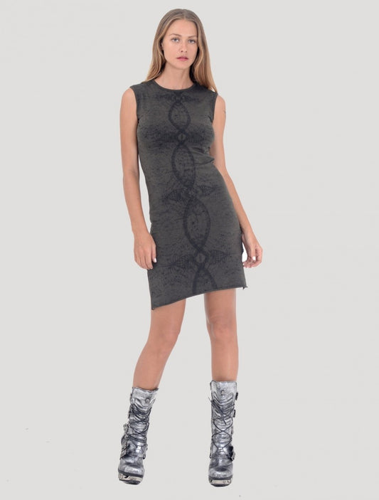 ATLANTIS Sleeveless Mini Dress In Olive Noir