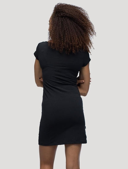 TANGLED Short  Sleeve Mini Dress In Black