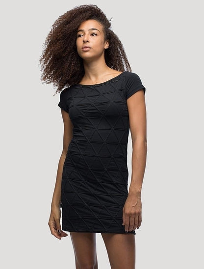 TANGLED Short  Sleeve Mini Dress In Black