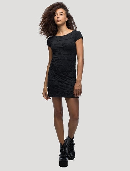 TANGLED Short  Sleeve Mini Dress In Black