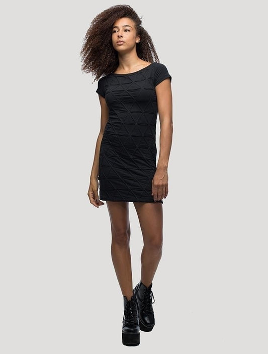 TANGLED Short  Sleeve Mini Dress In Black