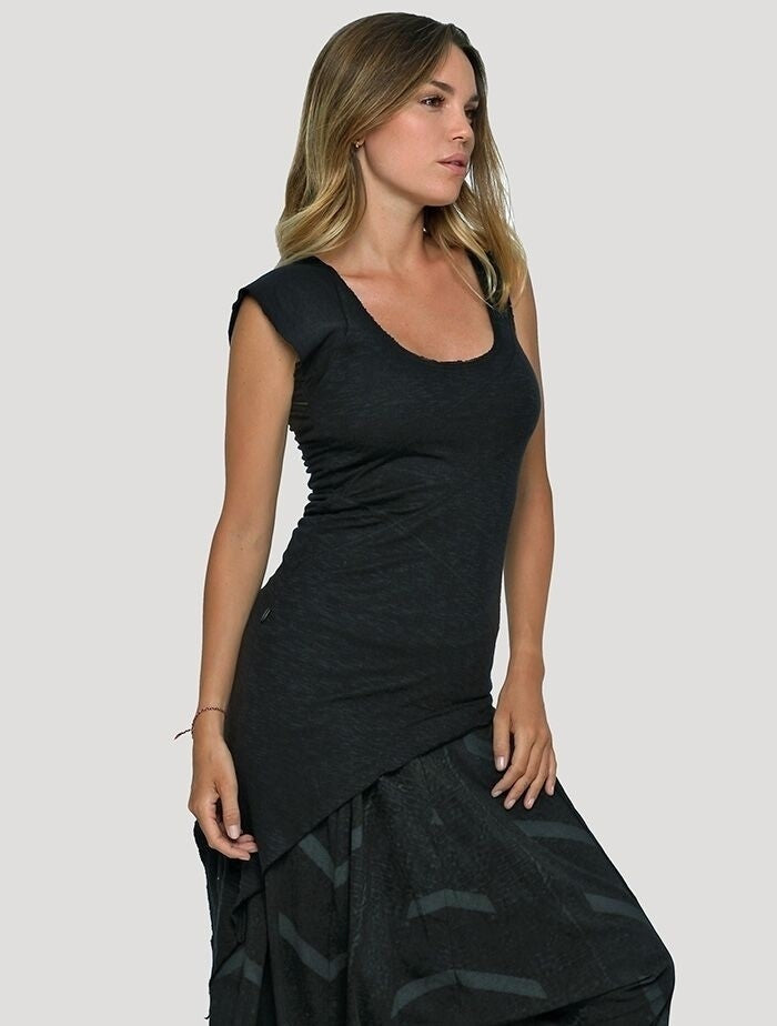 EKA Zip Asymmetrical Tunic In Black