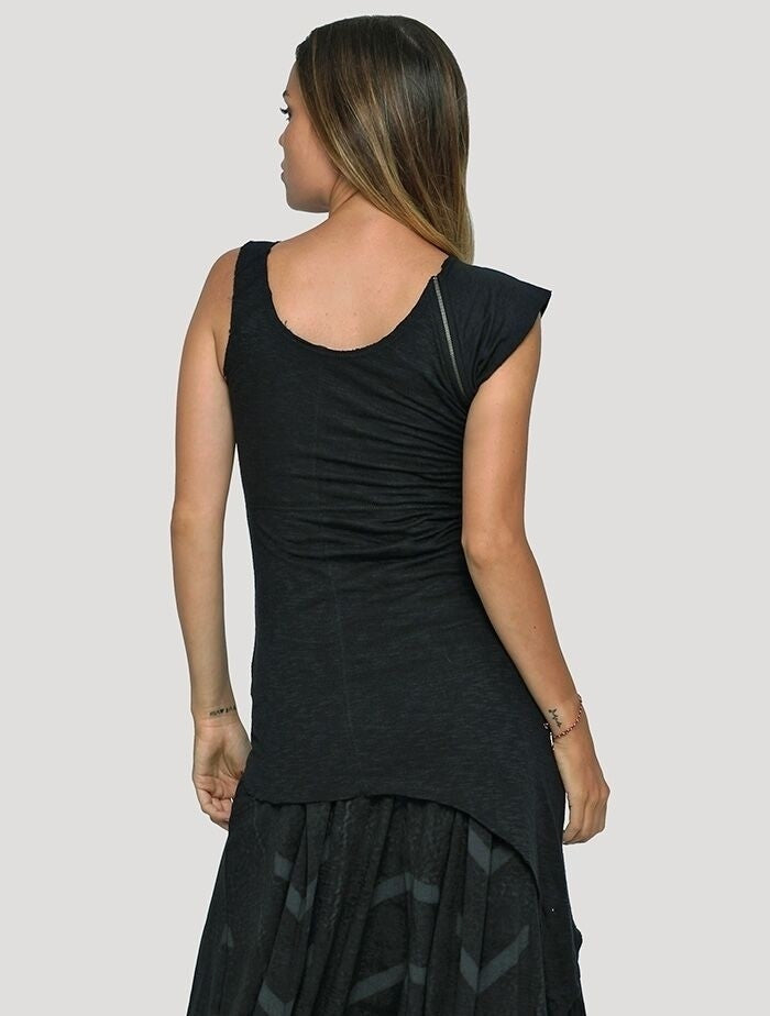EKA Zip Asymmetrical Tunic In Black