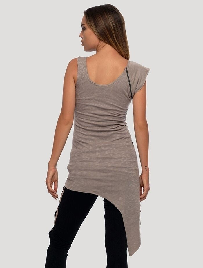 EKA Zip Asymmetrical Tunic In Cement