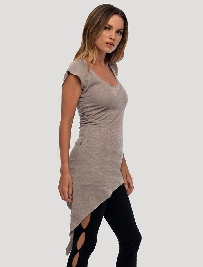 EKA Zip Asymmetrical Tunic In Cement