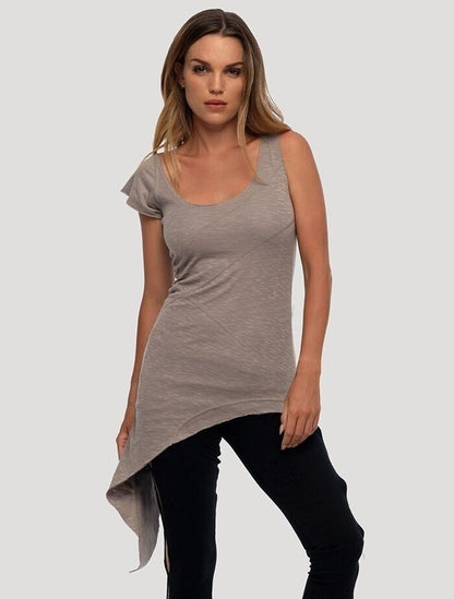 EKA Zip Asymmetrical Tunic In Cement