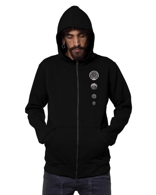 DIGITAL NATURE MAN  Zip Hood In Black
