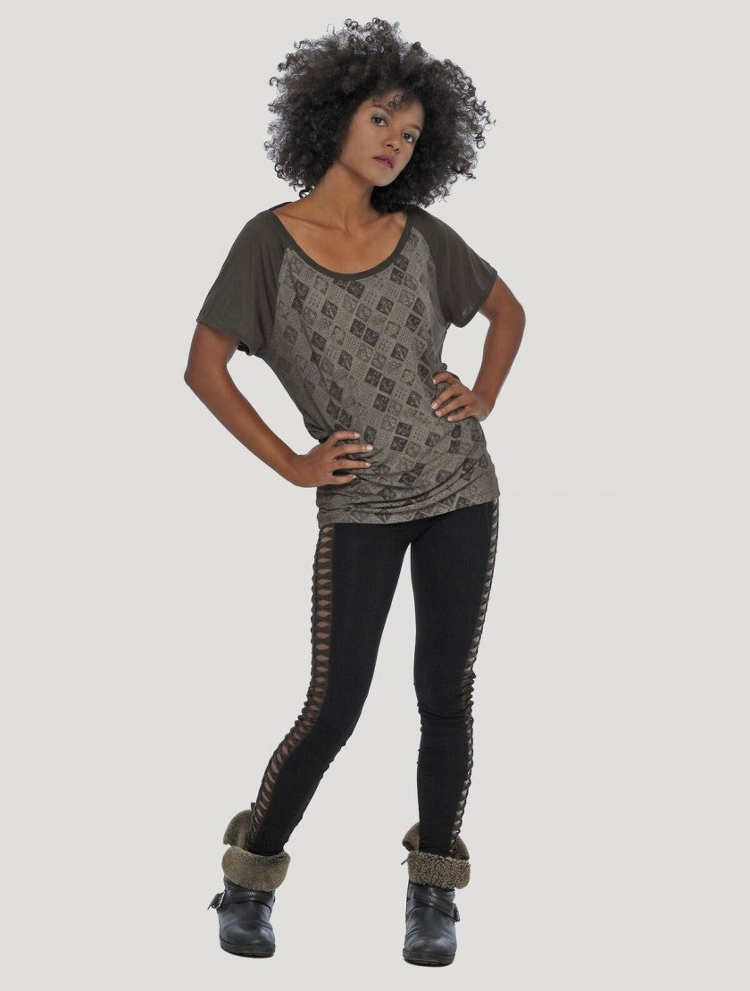BATIK Top In Olive Noir