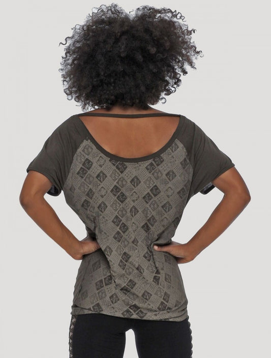 BATIK Top In Olive Noir
