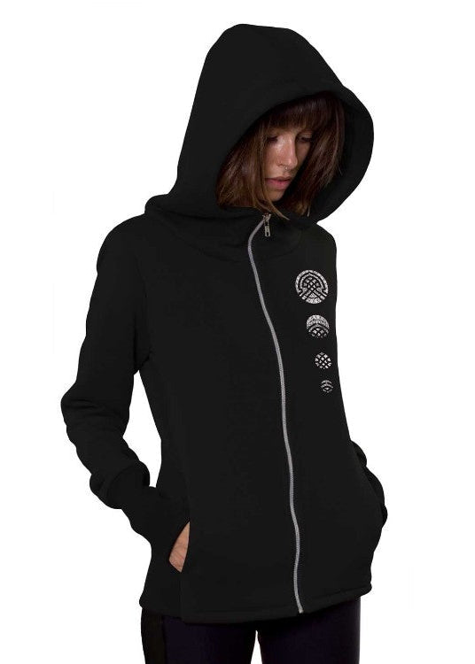 DIGITAL NATURE WO Zip Hood In Black