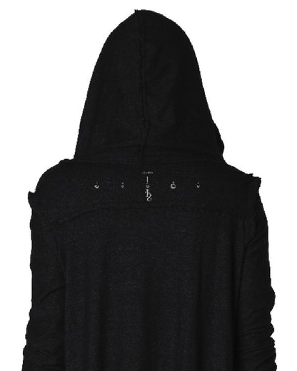 CRIME WO Long Sleeve Hooded Duster Cardigan In Black