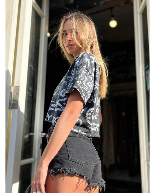 LETTER GREY TIE-DYE TOP
