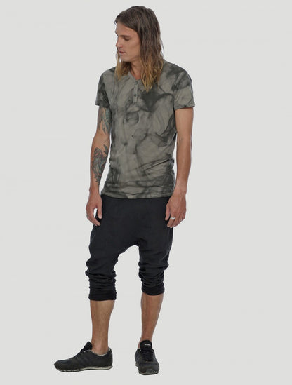 SMOKY HENLEY T-Shirt In Olive