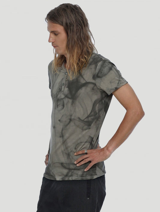 SMOKY HENLEY T-Shirt In Olive