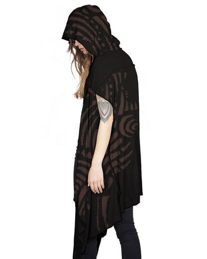 WO SAND TRIBE Kimono Vest In Black