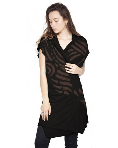 WO SAND TRIBE Kimono Vest In Black