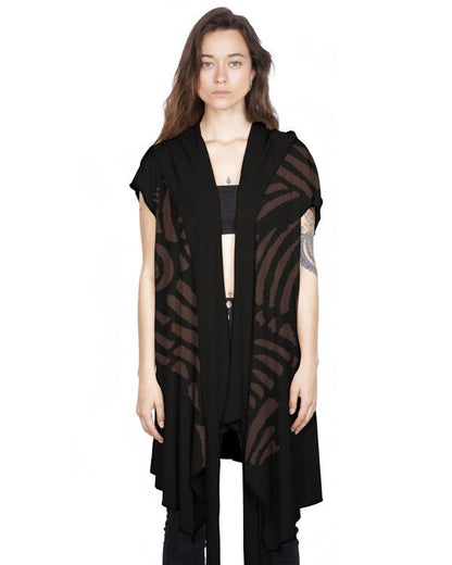 WO SAND TRIBE Kimono Vest In Black