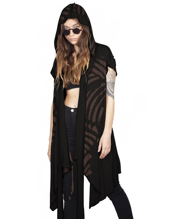 WO SAND TRIBE Kimono Vest In Black