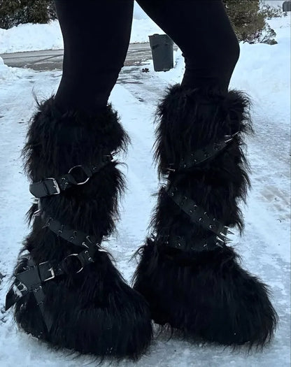 Black High Faux Fur Boots