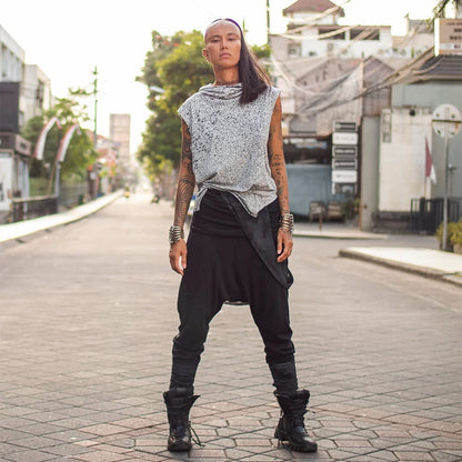 ELEVEN Unisex Asymmetric Romper Pants - Black