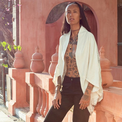MAHA Unisex Hooded Kimono In White