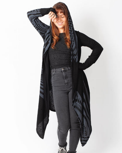 UNISEX ATAR Kimono Vest In Black