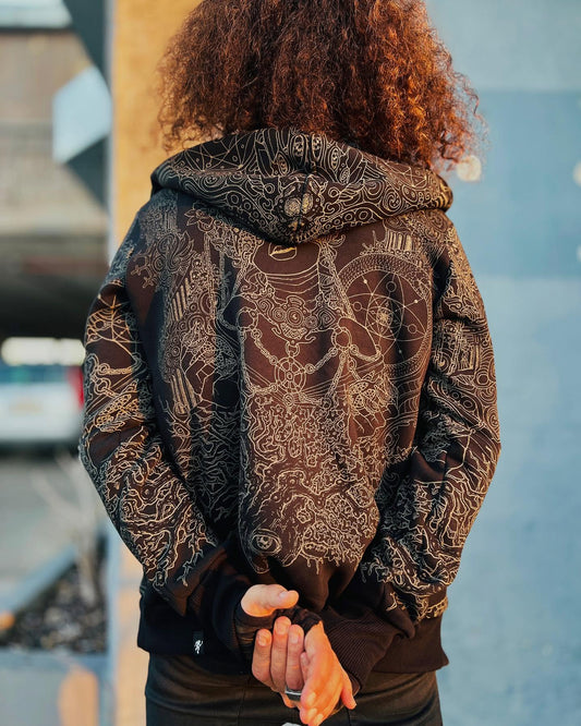 PERSEPHONE Zipped Hooded Jacket In Black