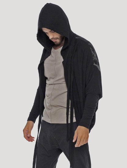 GEISHA UNISEX Hooded KIMONO In Black