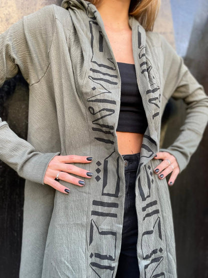JAKA Cardigan In Olive/Black