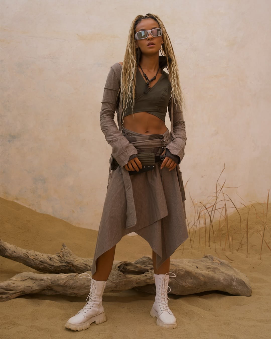 FULLA Wrap Crop top In Dark Olive