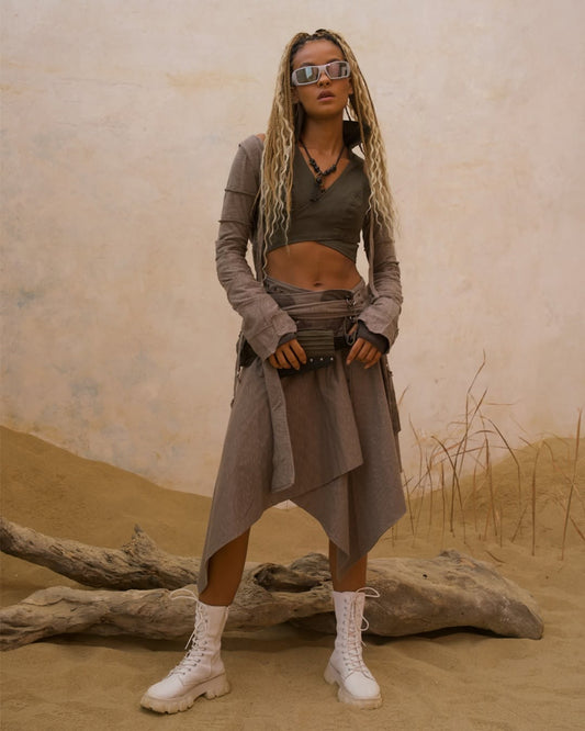 FULLA Wrap Crop top In Dark Olive