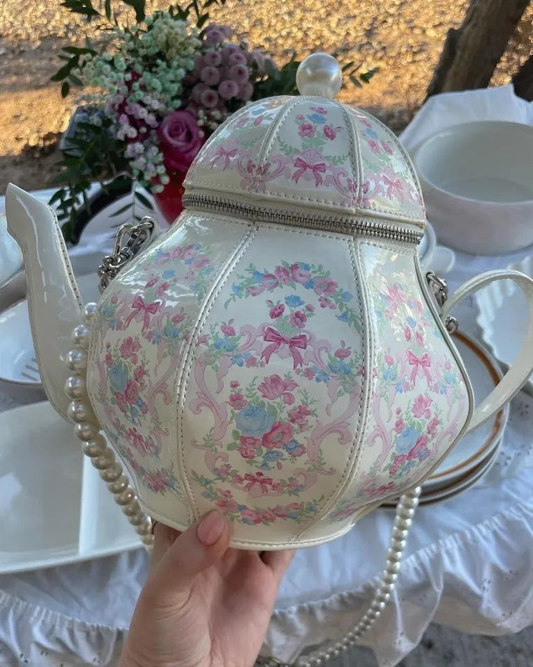 Teapot Bag – Floral White
